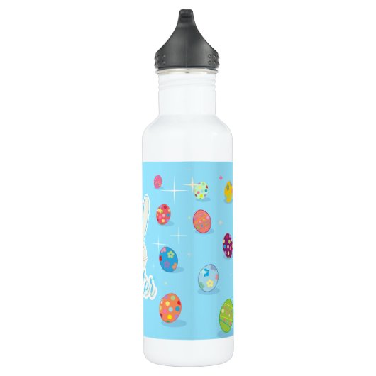 Schattige konijn Happy Easter Eggs Hunt Party Spri Waterfles (Rechts)