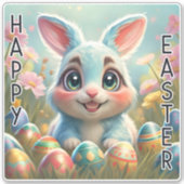 Schattige konijn Happy Eastter sticker (Voorkant)