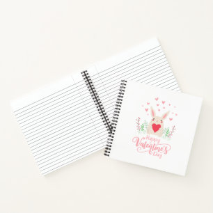 Schattige konijn Happy Valentine's Day Notitiebo Notitieboek