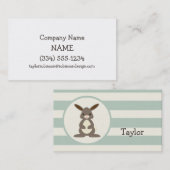 Schattige konijn, konijn op Light Sage Green Visitekaartje (Voorkant / Achterkant)