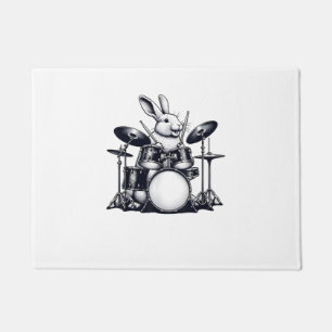 Schattige konijn konijn speelt drums konijnen drum deurmat