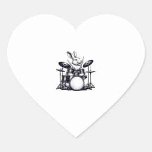 Schattige konijn konijn speelt drums konijnen drum hart sticker