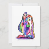 Schattige konijn met bloem Baby Verjaardag Kaart (Achterkant)