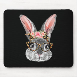 Schattige konijn met Byndana Gles Leopard Flowers Muismat
