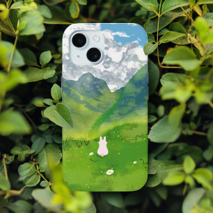 Schattige konijn met Mountain Uitzicht iPhone Case