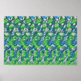 Schattige konijn met paraplu - verborgen 3D-print Poster