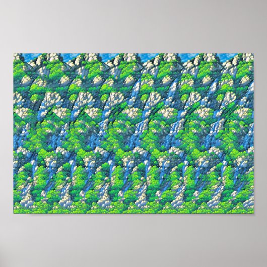 Schattige konijn met paraplu - verborgen 3D-print Poster (Voorkant)