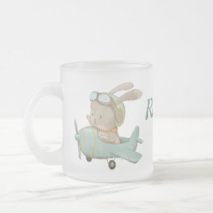 schattige konijn piloot met een helm matglas koffiemok