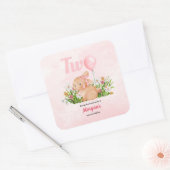 Schattige konijn wordt twee roze meisjes tweede ve vierkante sticker (Envelop)