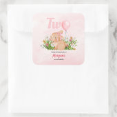 Schattige konijn wordt twee roze meisjes tweede ve vierkante sticker (Tas)