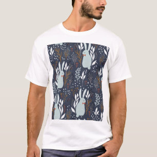Schattige konijnen: Bos Naadloos Patroon T-shirt