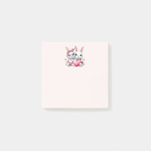 Schattige konijnen delen een hart post-it® notes
