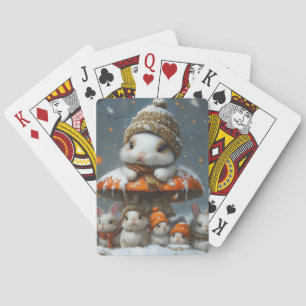 Schattige Konijnen in Sneeuw Winter Speelkaarten