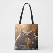 Schattige konijnen in Spring Meadow Design Draagtas (Voorkant)