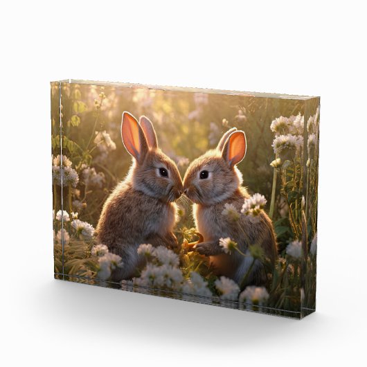 Schattige konijnen in Spring Meadow Design Fotoblokken