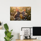 Schattige konijnen in Spring Meadow Design Poster (Thuiskantoor)