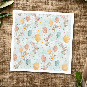 Schattige Konijnen met Pastelkleurige Eierballonne Servet