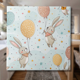 Schattige Konijnen met Pastelkleurige Eierballonne Tegeltje