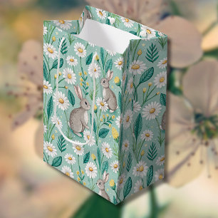 Schattige Konijnen Tussen Witte Madeliefjes Medium Cadeauzakje