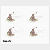 Schattige Konijnenkonijn Bloemen Mailing/Retouradr Ovale Sticker (Vel)
