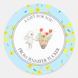 Schattige Konijnenkonijn Floral Custom Baby shower Ronde Sticker