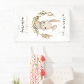 Schattige Konijnenkonijn Meisje Verjaardagsfeestje Spandoek (Insitu)