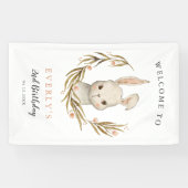 Schattige Konijnenkonijn Meisje Verjaardagsfeestje Spandoek (Horizontaal)