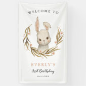 Schattige Konijnenkonijn Meisje Verjaardagsfeestje Spandoek (Verticaal)