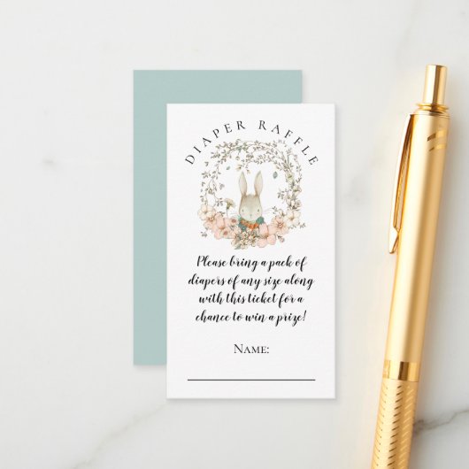  Schattige Konijnenluier Raffle Jongensdouche Informatiekaartje (Voorkant / Achterkant in situ)