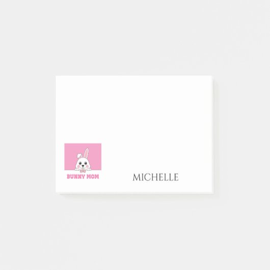 Schattige Konijnenmoeder Roze Gepersonaliseerd Post-it® Notes (Voorkant)