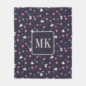 Schattige Konijnenpatroon Monogram Initialen Paars Fleece Deken (Voorkant)