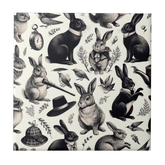 Schattige  Konijnenpatroon Tegeltje (Voorkant)