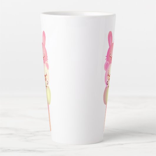Schattige konijntje, Beer en kikker Dango Glossy P Latte Mok (Voorkant)
