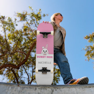 Schattige konijntje mam roze gepersonaliseerd skateboard