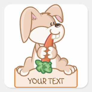 Schattige konijntje met naamplaatje vierkante sticker