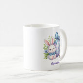 Schattige konijntje met paarse ei en blauwe strik koffiemok (Voorkant rechts)