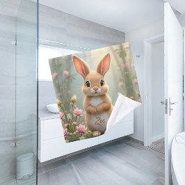 Schattige konijntje omringd door bloemen, kinder washandje