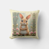 Schattige konijntje omringd door bloemen kussen (Voorkant)