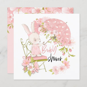 Schattige konijntje paraplu bloemetjes meisje Baby Kaart