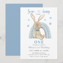 Schattige konijntje wordt eerste verjaardag van ee kaart