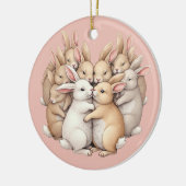 Schattige konijntjes in een gezellige pastelknuffe keramisch ornament (Links)