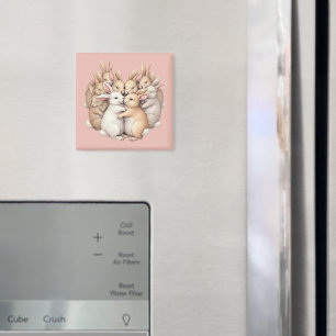 Schattige konijntjes in een gezellige pastelknuffe magneet