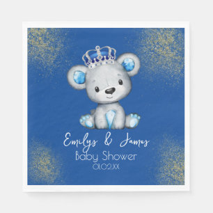 Schattige Koningsblauwe Beer Jongen Baby Shower Servet