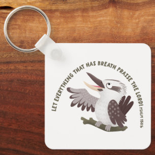 Schattige kookaburra loof de Heer Bijbelvers Sleutelhanger