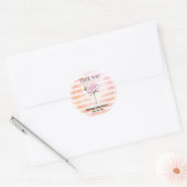 Schattige koraal perzik gestreepte flamingo dank u ronde sticker (Envelop)