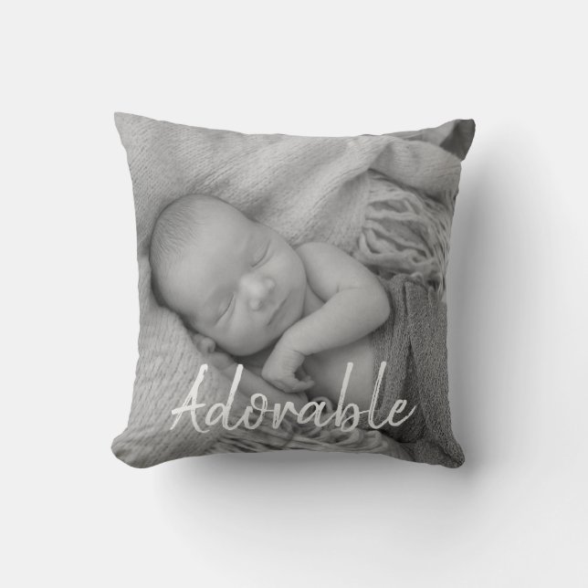 Schattige, kostbare baby, foto's in zwart-wit kussen (Voorkant)