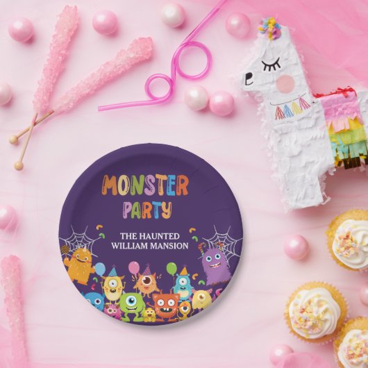 Schattige kostuummonster Halloween feest voor kind Papieren Bordje (Feest)