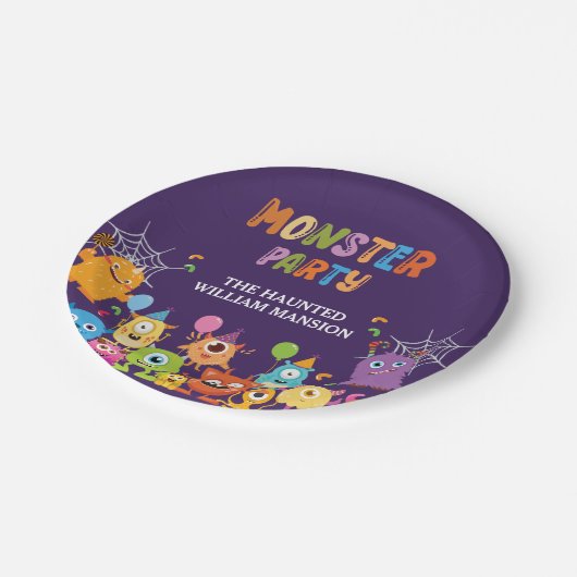 Schattige kostuummonster Halloween feest voor kind Papieren Bordje (Gekanteld)