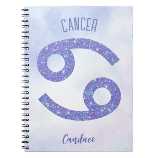 Schattige Kreeft Astrologie Teken gepersonaliseerd Notitieboek (Voorkant)