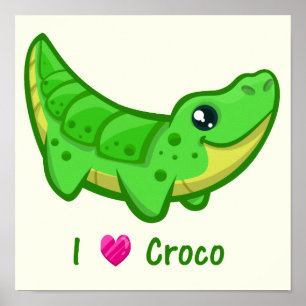 Schattige krokodil liefde kawaii cartoon baby poster